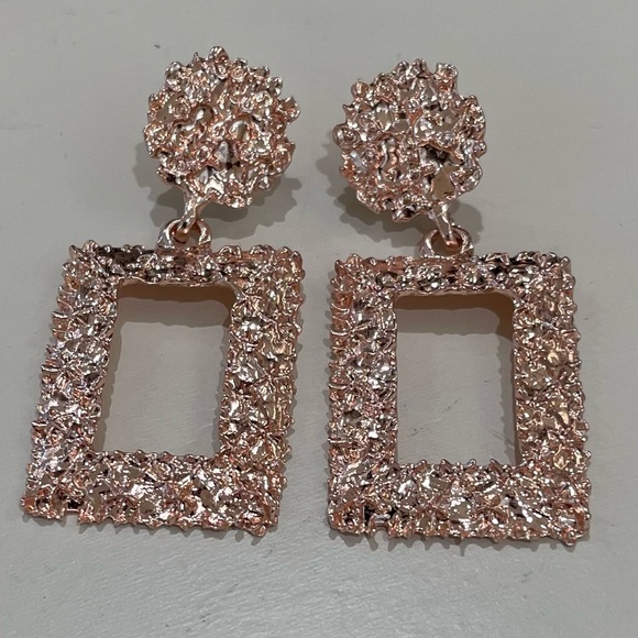 Textured Rectangle Drop Earrings - Picture 4 of 5